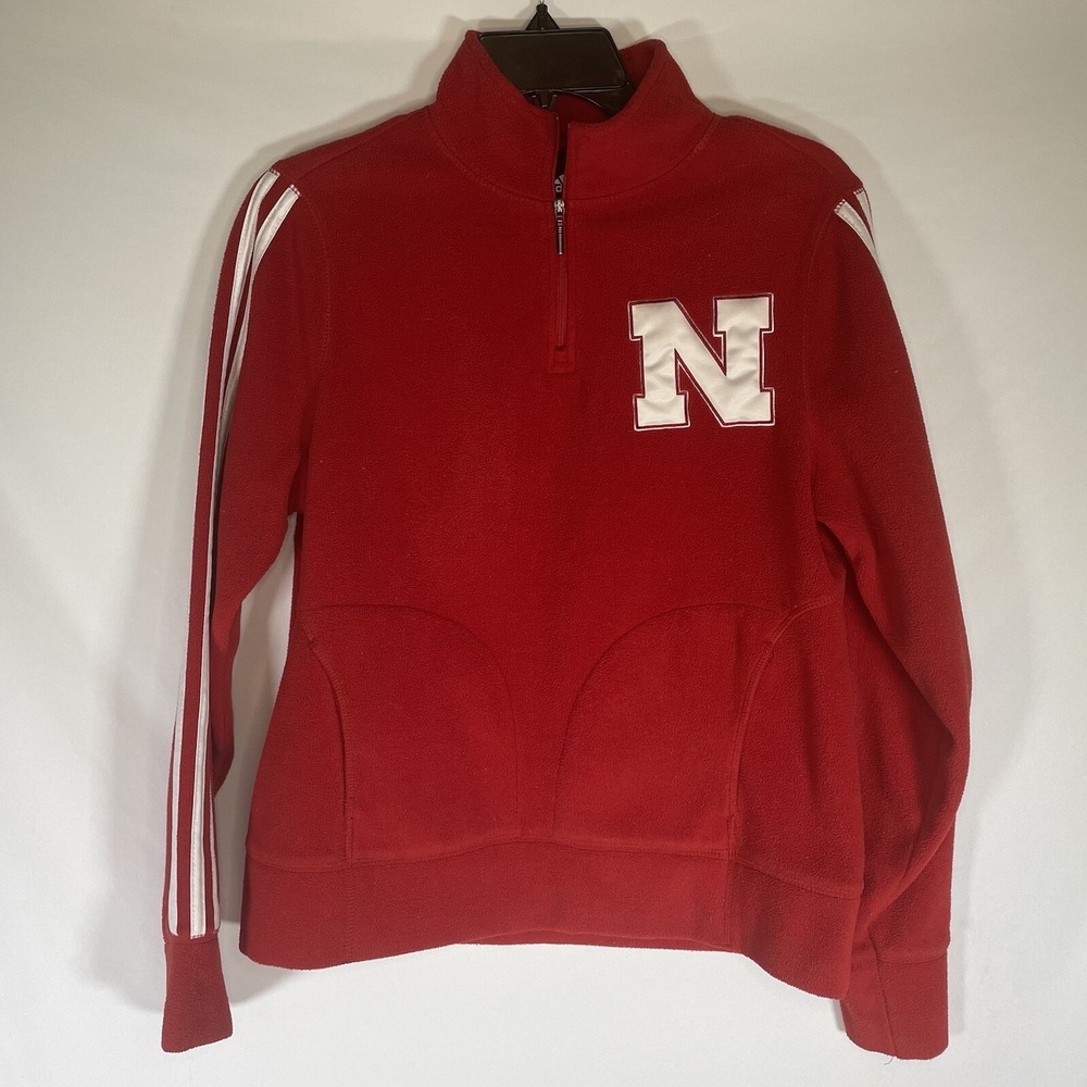 Nebraska Cornhuskers Adidas Fleece  Quarter Zip Pullover Red Small Men's Sweater